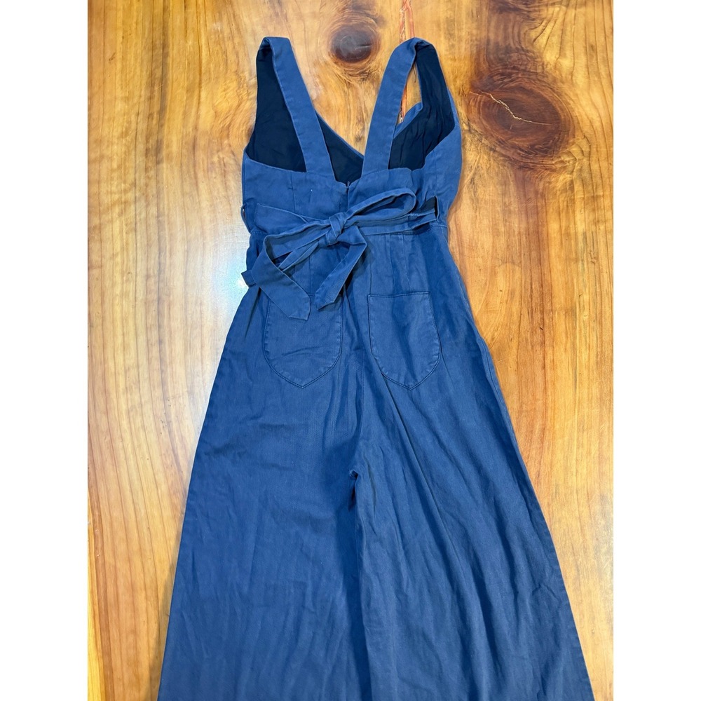 Anthropologie Chino Wide leg Jumpsuit 2 Navy Cotton Stretch Sleeveless Q3-12 - Picture 7 of 7